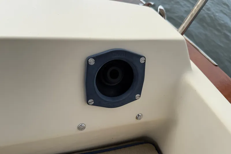 Slide: The Image of Fuel inlet on 2008 Island Packet 370 sailboat deck, featuring a secure cap. - 21