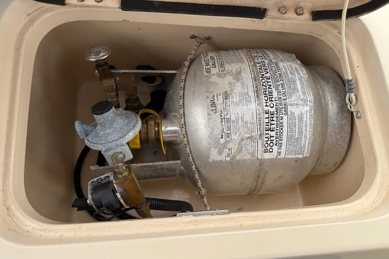 Slide: The Image of Propane tank compartment on a 2008 Island Packet 370 sailboat. - 24