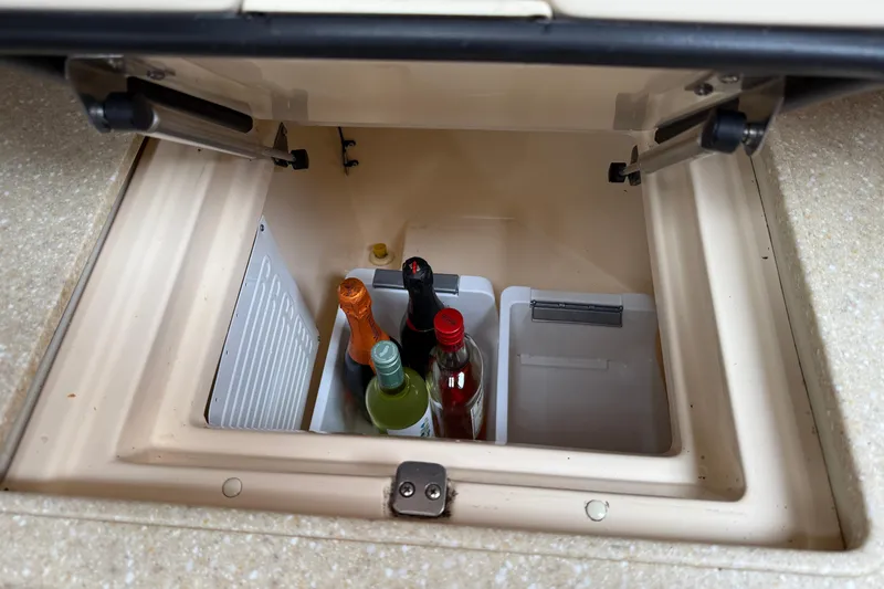 Slide: The Image of Built-in cooler with beverages on Island Packet 370 sailboat, 2008 model. - 57