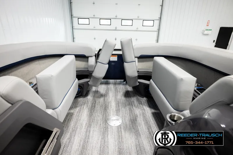 Slide: The Image of Interior of 2026 Bennington 22 MSBSE pontoon boat with plush seating and modern design. - 20