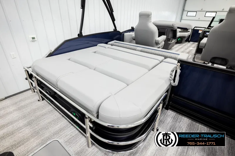 Slide: The Image of 2026 Bennington 22 MSBSE boat interior with plush seating and modern design. - 23