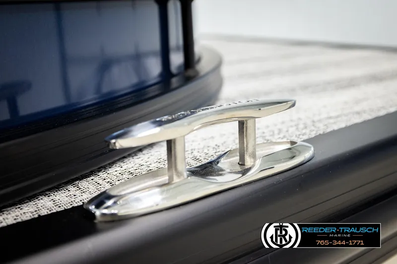 Slide: The Image of Close-up of a 2026 Bennington 22 MSBSE boat cleat, featuring sleek design and metallic finish. - 55