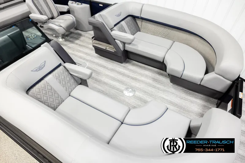 Slide: The Image of Luxurious interior of 2026 Bennington 22 MSBSE pontoon boat with plush seating. - 9