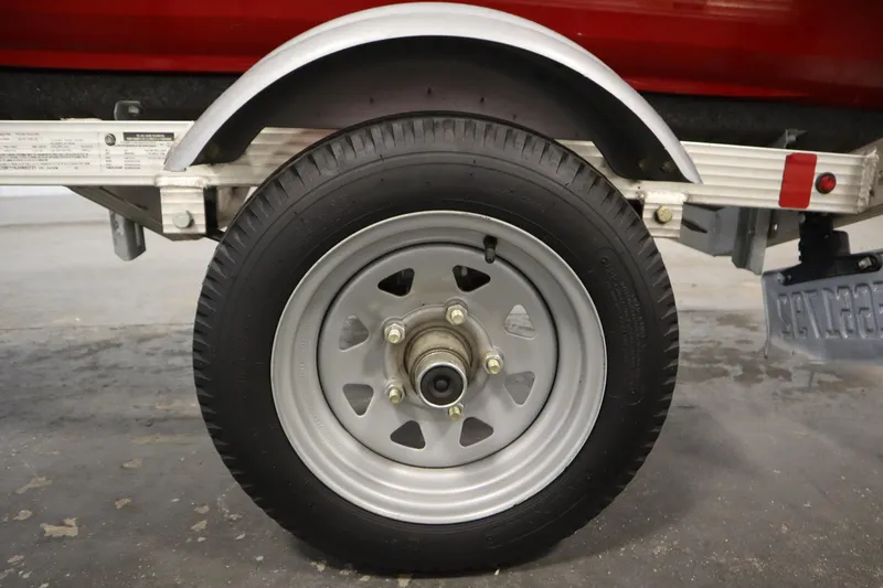 Slide: The Image of Trailer wheel for 2018 Yamaha GP1800, featuring a silver rim and black tire. - 28