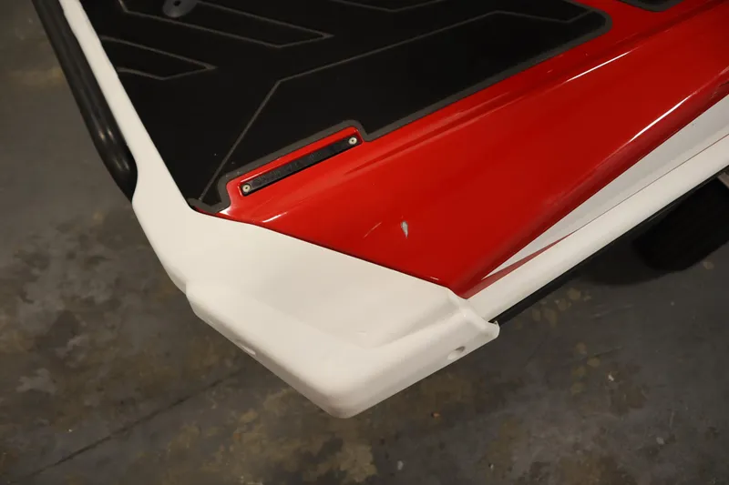 Slide: The Image of Close-up of a 2018 Yamaha GP1800 jet ski's red and white rear section. - 30