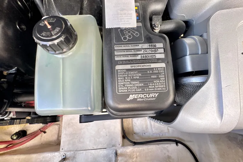 Slide: The Image of Engine compartment of 2017 Chaparral 337 SSX with Mercury MerCruiser specifications. - 32