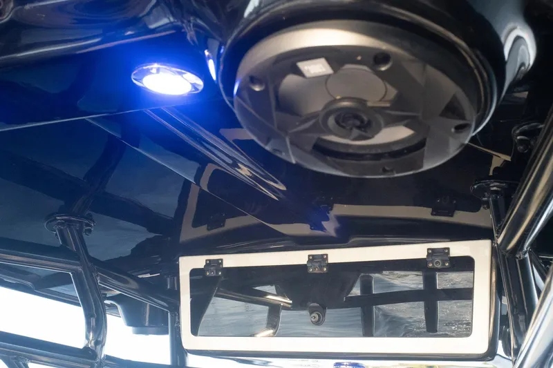 Slide: The Image of Interior view of 2021 Sea Chaser 26 LX boat with speaker and lighting. - 35