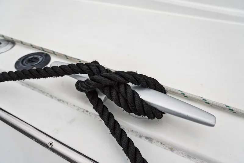 Slide: The Image of Black rope tied on a cleat of a 2023 Bali 4.2 boat. - 35