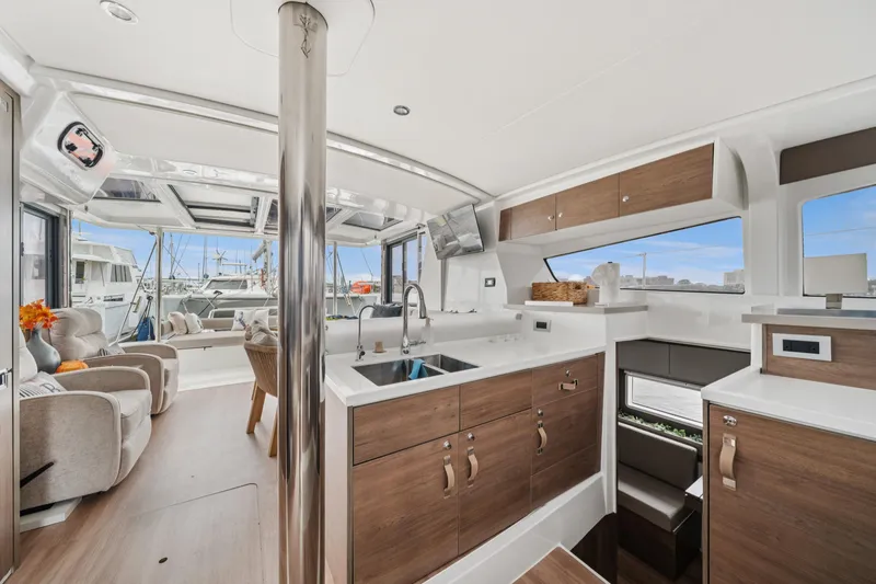 Slide: The Image of Modern interior of 2023 Bali 4.2 yacht with sleek kitchen and comfortable seating. - 51