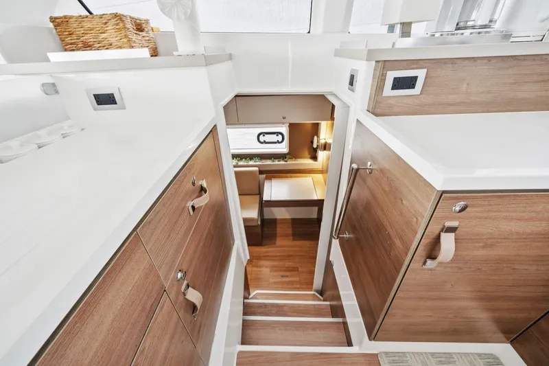 Slide: The Image of Modern interior of 2023 Bali 4.2 yacht with wooden cabinetry and sleek design. - 70
