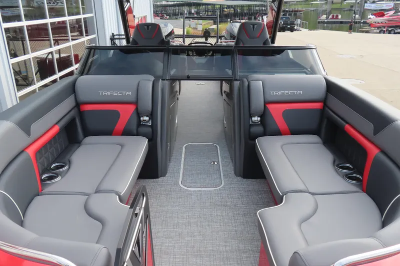 Slide: The Image of Luxurious interior of 2024 Trifecta 25Sport RF9 DC 3.0 Plus pontoon boat. - 7