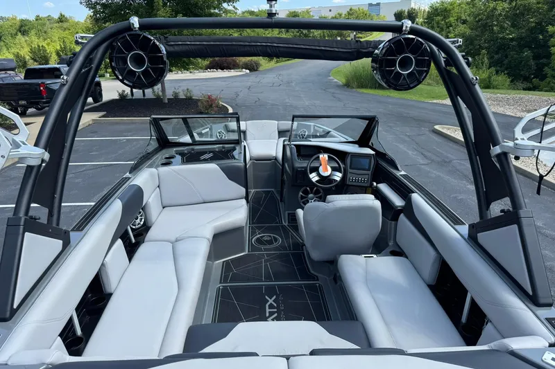 Slide: The Image of 2020 ATX Surf Boats 22 Type-S interior with sleek seating and modern dashboard. - 14