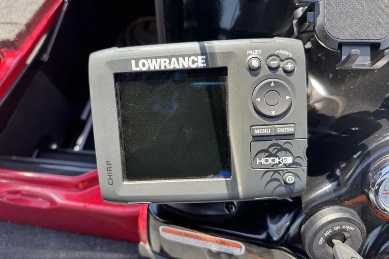 Slide: The Image of Lowrance Hook 5 fish finder on 2017 Nitro ZV18 boat dashboard. - 38