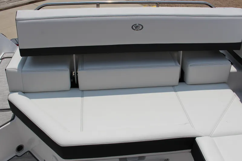 Slide: The Image of 2025 Cobalt R4 boat with sleek white seating and modern design. - 17
