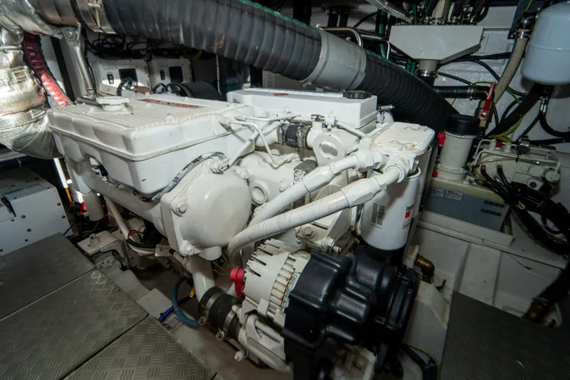 Slide: The Image of Engine room of 2022 Ferretti Yachts 500, showcasing mechanical components and systems. - 54