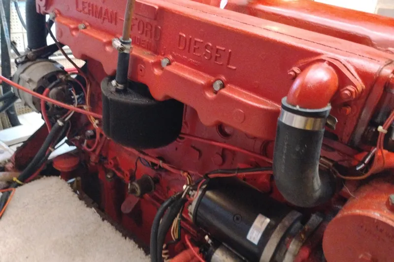 Slide: The Image of Red Lehman Ford diesel engine in a 1978 Puget 38 Europa Trawler. - 65