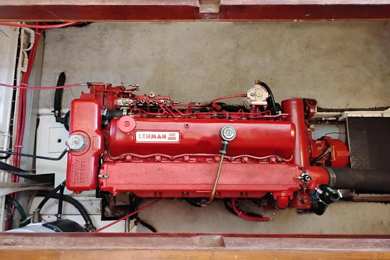 Slide: The Image of Red Lehman Ford diesel engine in a 1978 Puget 38 Europa Trawler boat. - 66
