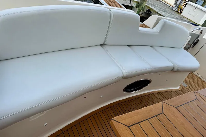 Slide: The Image of Luxury seating on 2008 Azimut 55 Fly yacht with teak deck. - 19