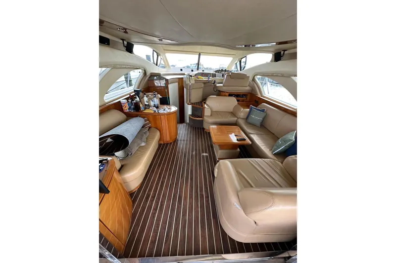 Slide: The Image of Luxurious interior of 2008 Azimut 55 Fly yacht with elegant leather seating. - 33