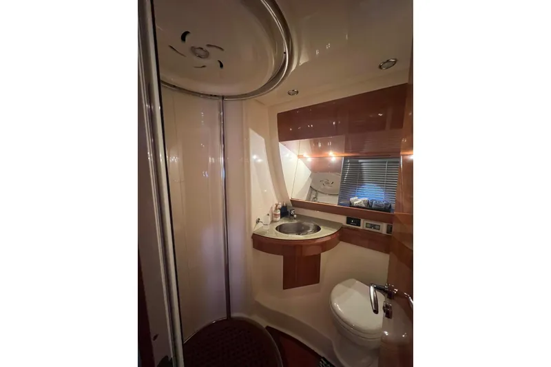 Slide: The Image of Luxurious bathroom interior of 2008 Azimut 55 Fly yacht with modern fixtures. - 54