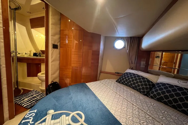 Slide: The Image of Luxurious bedroom and bathroom interior of 2008 Azimut 55 Fly yacht. - 65