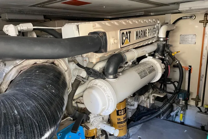 Slide: The Image of Engine room of a 2008 Azimut 55 Fly yacht with CAT Marine Power engine. - 74
