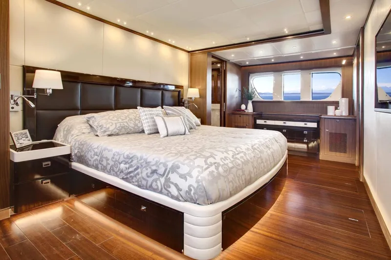 Slide: The Image of Luxurious bedroom interior of 2026 Selene 92 Ocean Explorer yacht with elegant decor. - 10