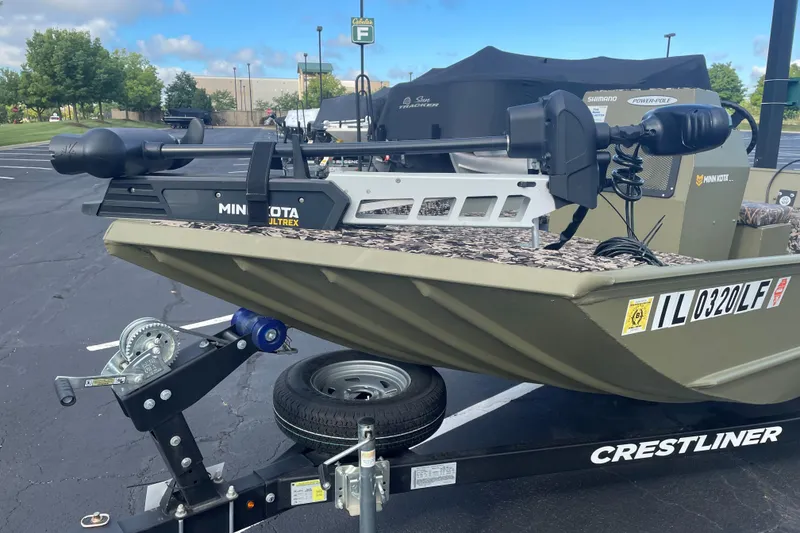 Slide: The Image of 2024 Crestliner 1870 Retriever FCC boat with Minn Kota Ultrex motor on trailer. - 6