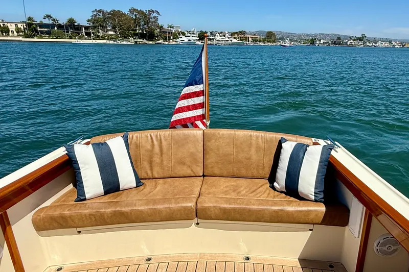 Slide: The Image of Luxurious 2002 Palm Beach Motor Yachts Avalon 38 with comfortable seating and scenic water view. - 13