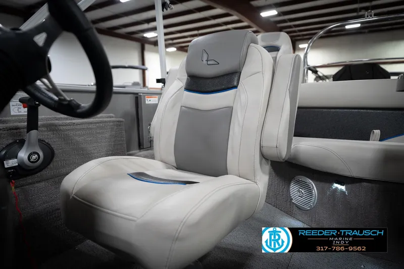 Slide: The Image of Luxury boat interior with plush seating, steering wheel, and branded logo. Flowers SD224, 2022 model. - 42