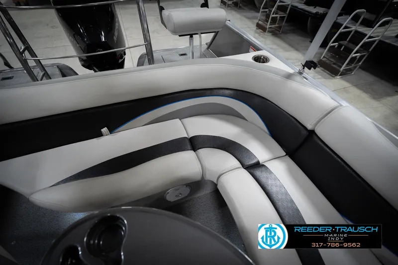 Slide: The Image of Luxurious boat seating with sleek design, featuring black and white upholstery, by Flowers SD224. - 44