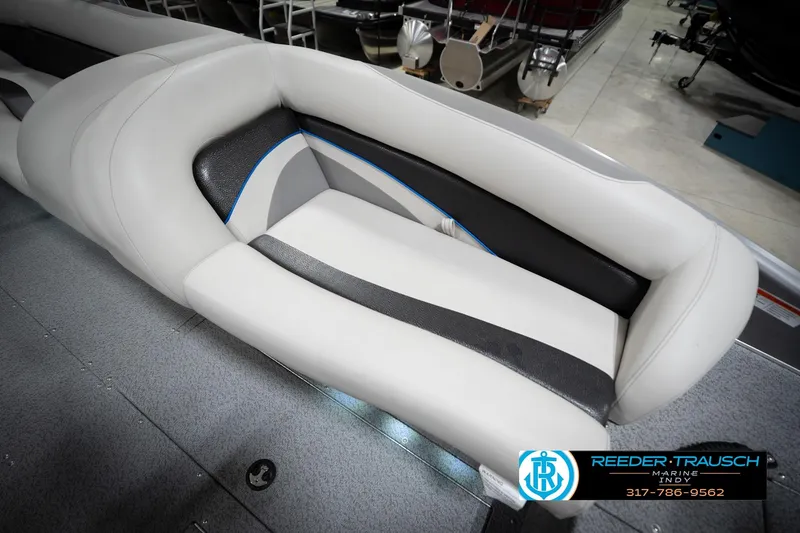 Slide: The Image of Luxurious boat seating with sleek design, featuring black and white upholstery, model SD224, 2022. - 46