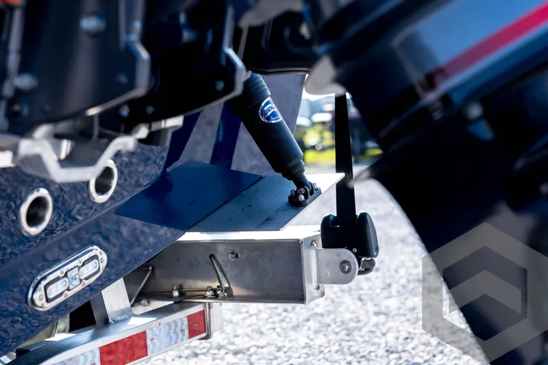 Slide: The Image of Close-up of 2026 Pathfinder 2200 TRS boat's rear section and motor mount. - 30