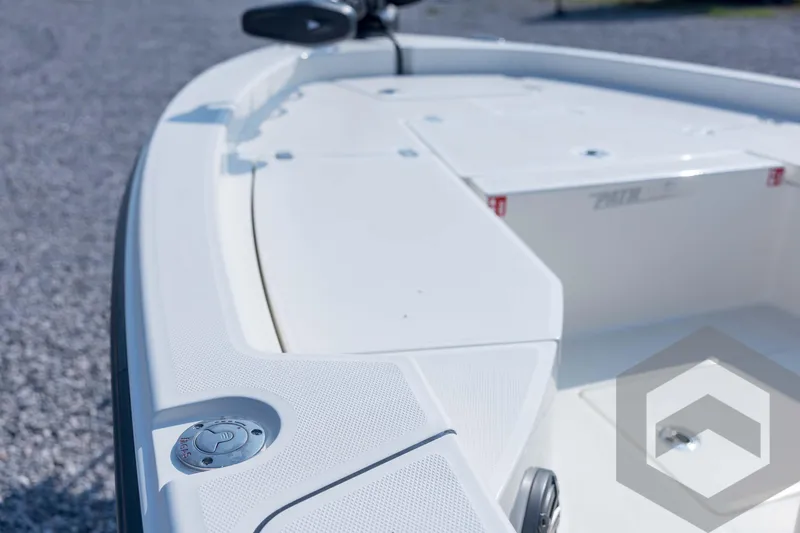 Slide: The Image of 2026 Pathfinder 2200 TRS boat deck, featuring sleek white design and modern fittings. - 51
