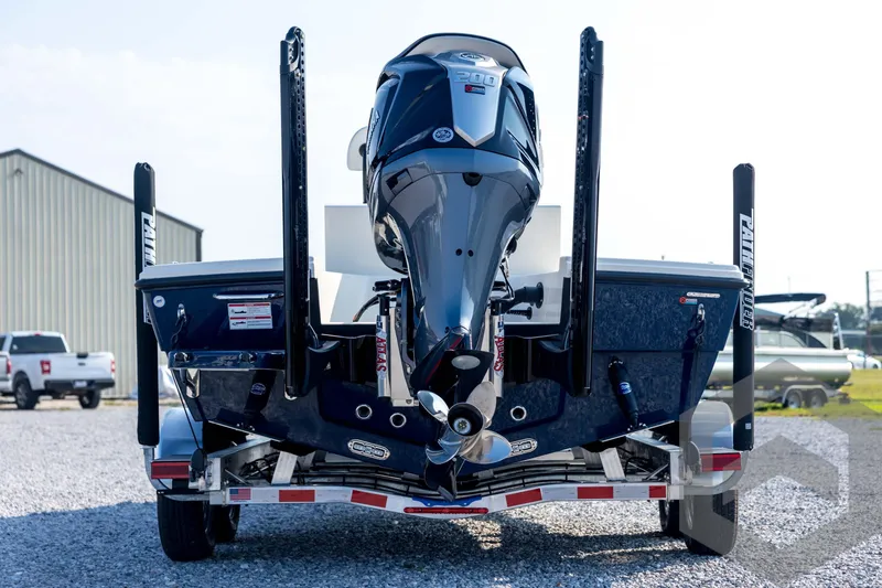 Slide: The Image of 2026 Pathfinder 2200 TRS boat rear view with powerful outboard motor. - 6