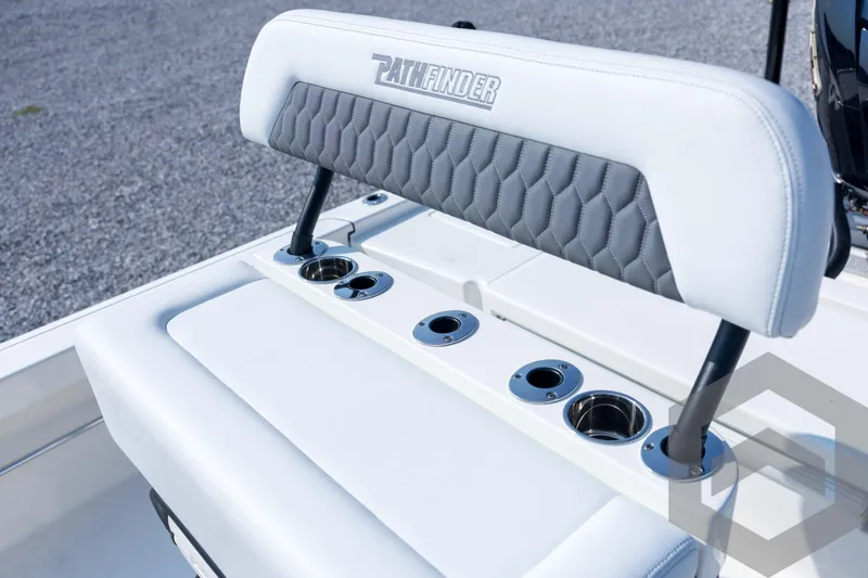 Slide: The Image of 2026 Pathfinder 2200 TRS boat seat with cup holders and stylish design. - 69