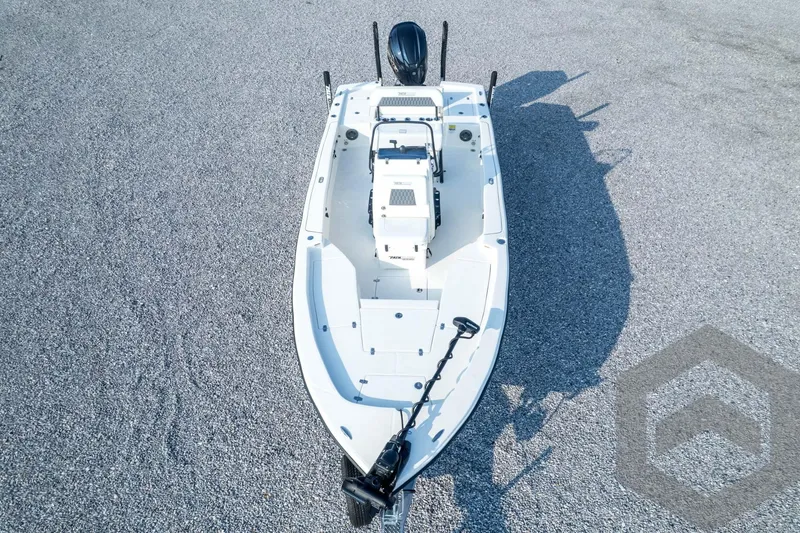 Slide: The Image of 2026 Pathfinder 2200 TRS boat, aerial view on gravel surface. - 82
