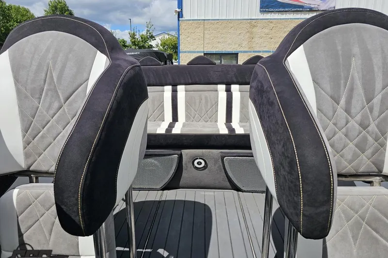 Slide: The Image of 2008 Nordic Powerboats 35 Flame MCOB interior with stylish gray and black seating. - 111