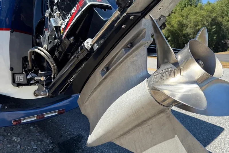 Slide: The Image of Close-up of a 2002 Donzi 22 Classic boat's Mercury Bravo One propeller. - 11