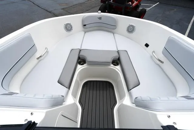 Slide: The Image of 2024 Bayliner VR5 Bowrider I/O interior with spacious seating and modern design. - 8