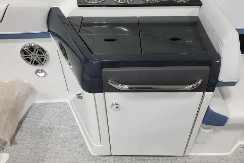 Slide: The Image of 2024 Formula 310 Sun Sport boat interior with sleek cabinetry and modern design. - 13