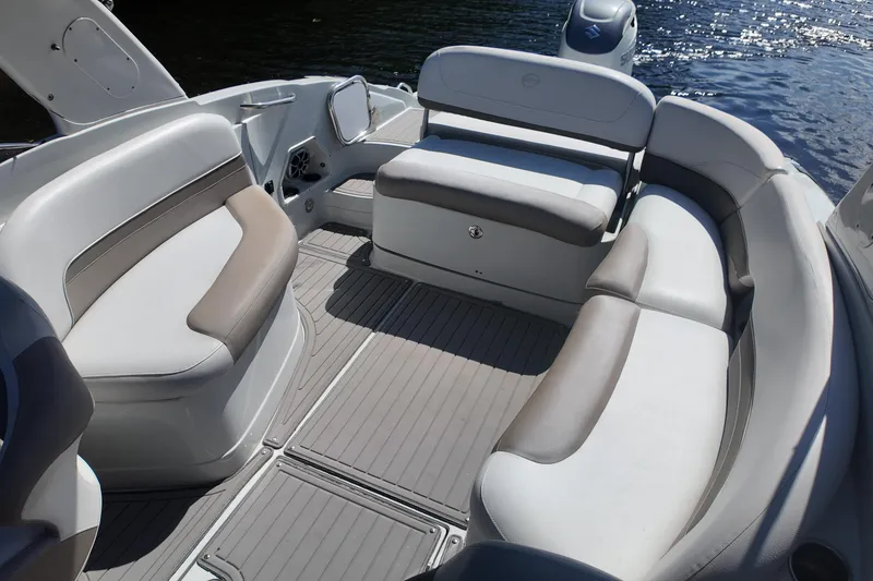 Slide: The Image of 2020 Crownline 24 boat interior with spacious seating and modern design. - 30