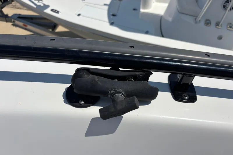 Slide: The Image of Cape Horn 22 OS 2022 boat cleat and railing detail. - 29