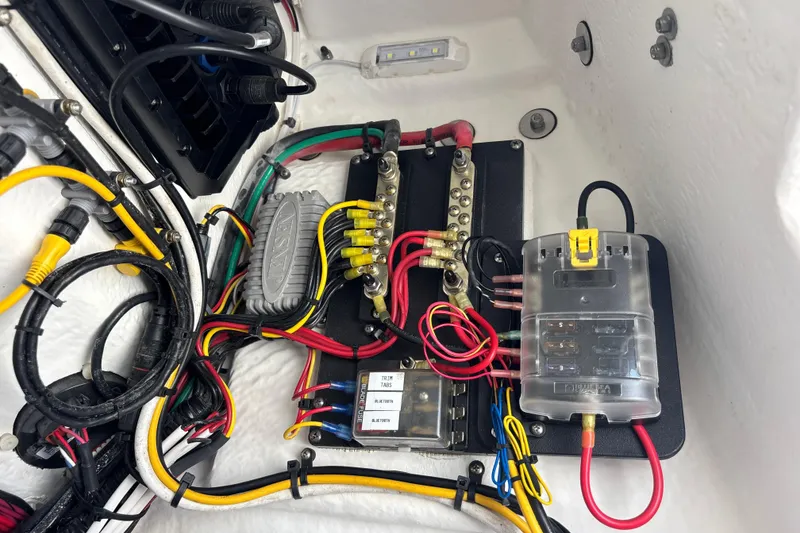 Slide: The Image of Electrical wiring and components inside a 2022 Cape Horn 22 OS boat. - 36