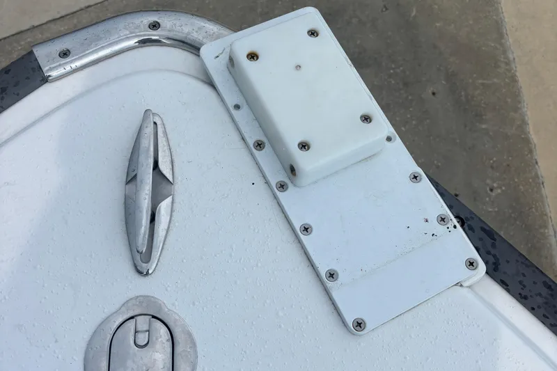 Slide: The Image of 2022 Cape Horn 22 OS boat deck with cleat and hardware details. - 55