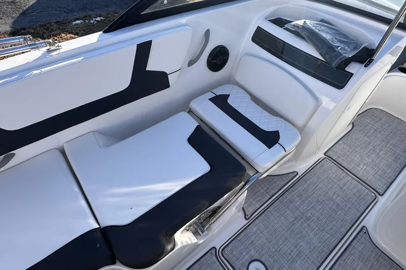 Slide: The Image of 2025 Bayliner VR5 Bowrider OB interior with stylish seating and modern design. - 12