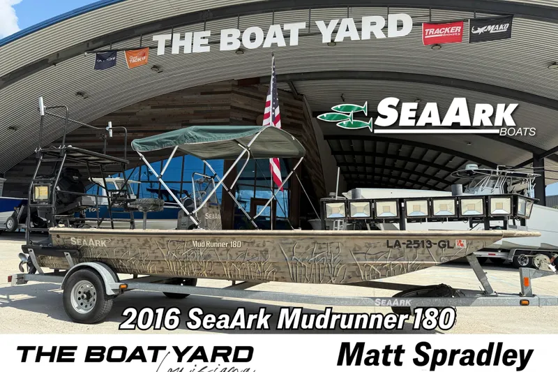 The Image of 2016 SeaArk Mudrunner 180 boat displayed at The Boat Yard dealership. - 0