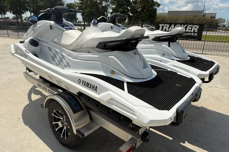 Slide: The Image of 2023 Yamaha WaveRunner VX Cruiser HO jet skis on a trailer, ready for adventure. - 5