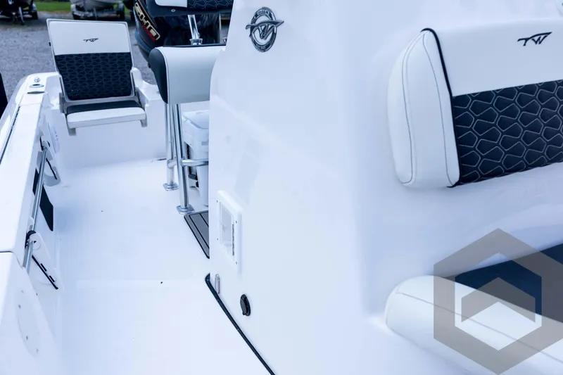 Slide: The Image of 2026 Tidewater 2110 Bay Max boat interior with sleek seating and modern design. - 57