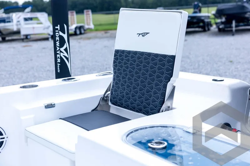 Slide: The Image of 2026 Tidewater 2110 Bay Max boat interior with stylish seating and livewell. - 79